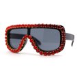 thumbnail image 3 of Large Rhinestone Show Sign Racer Shield Oversize Sunglasses Black Red, 3 of 4