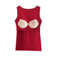 thumbnail image 5 of Women's Padded Tank Top Wide Strap Built-in Bra, Slim Fit Sleeveless Summer Vest, Solid Color Base Layer, Shoulder Shaping Ribbed Shirt, Breathable Camisole, 5 of 7