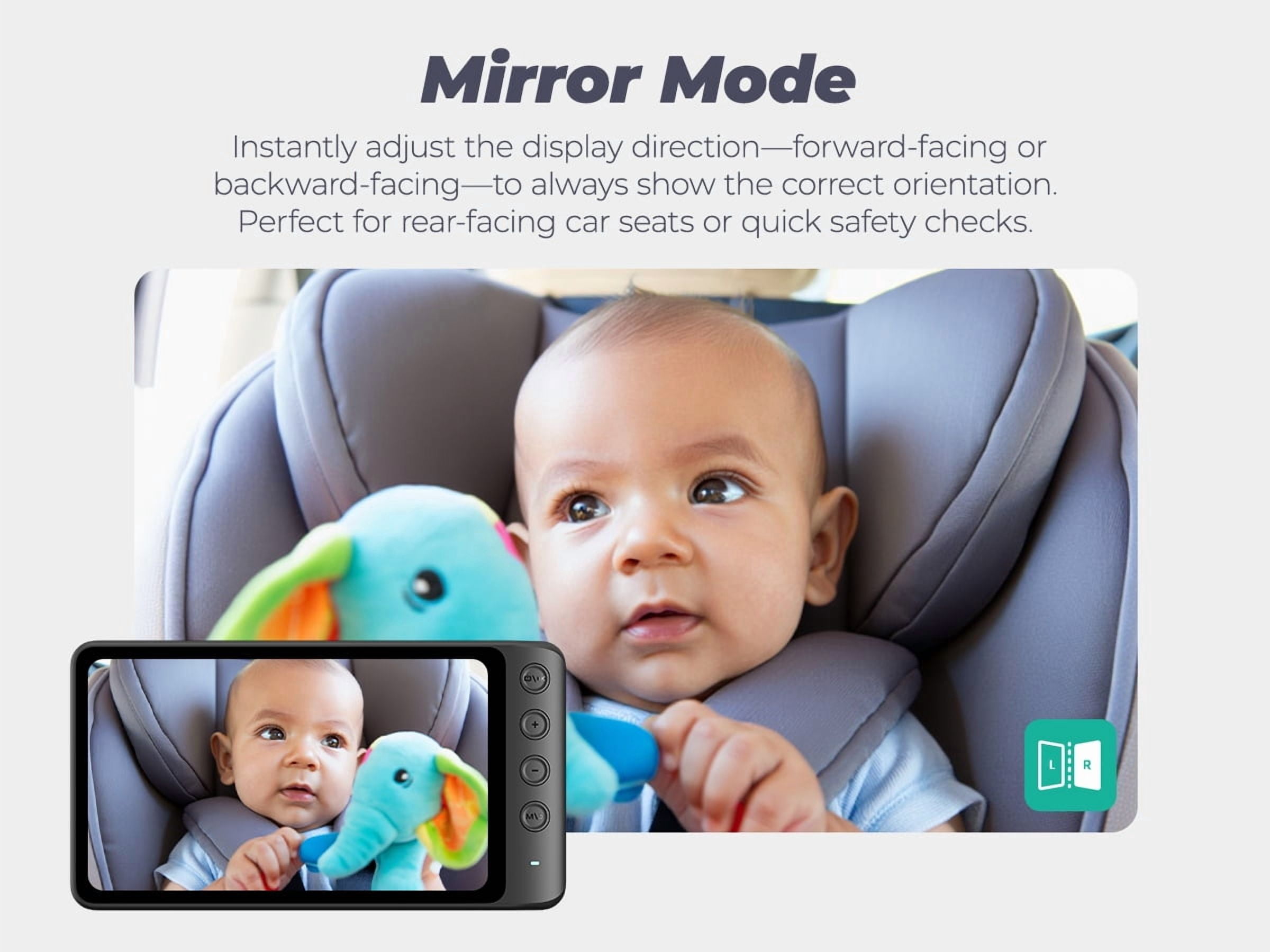NO.1 Magnetic Baby Car Camera, 5'' 1080P IPS Monitor with Auto Night Vision, 360° Rotation & Zoom/Mirror Modes, USB-Powered Baby Monitor for Rear-Facing Car Seats, Includes Car Charger