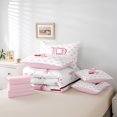 thumbnail image 6 of Feelyou Pink Monogrammed P Bedding Comforter Set 7pcs, Cartoon Bowknot Cherry King Bedding Sets, Chic Watercolor Bow-tie Reversible Bed Sheets, Breathable Home Decor, 6 of 8