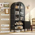 thumbnail image 3 of 71" Tall Arched Cabinet, 5-Tier Arched Kitchen Pantry with Glass Doors & Shelves, Modern Display Arch Cabinet with Adjustable Feet, Wooden Pantry for Living Room, Dining Room, 3 of 9