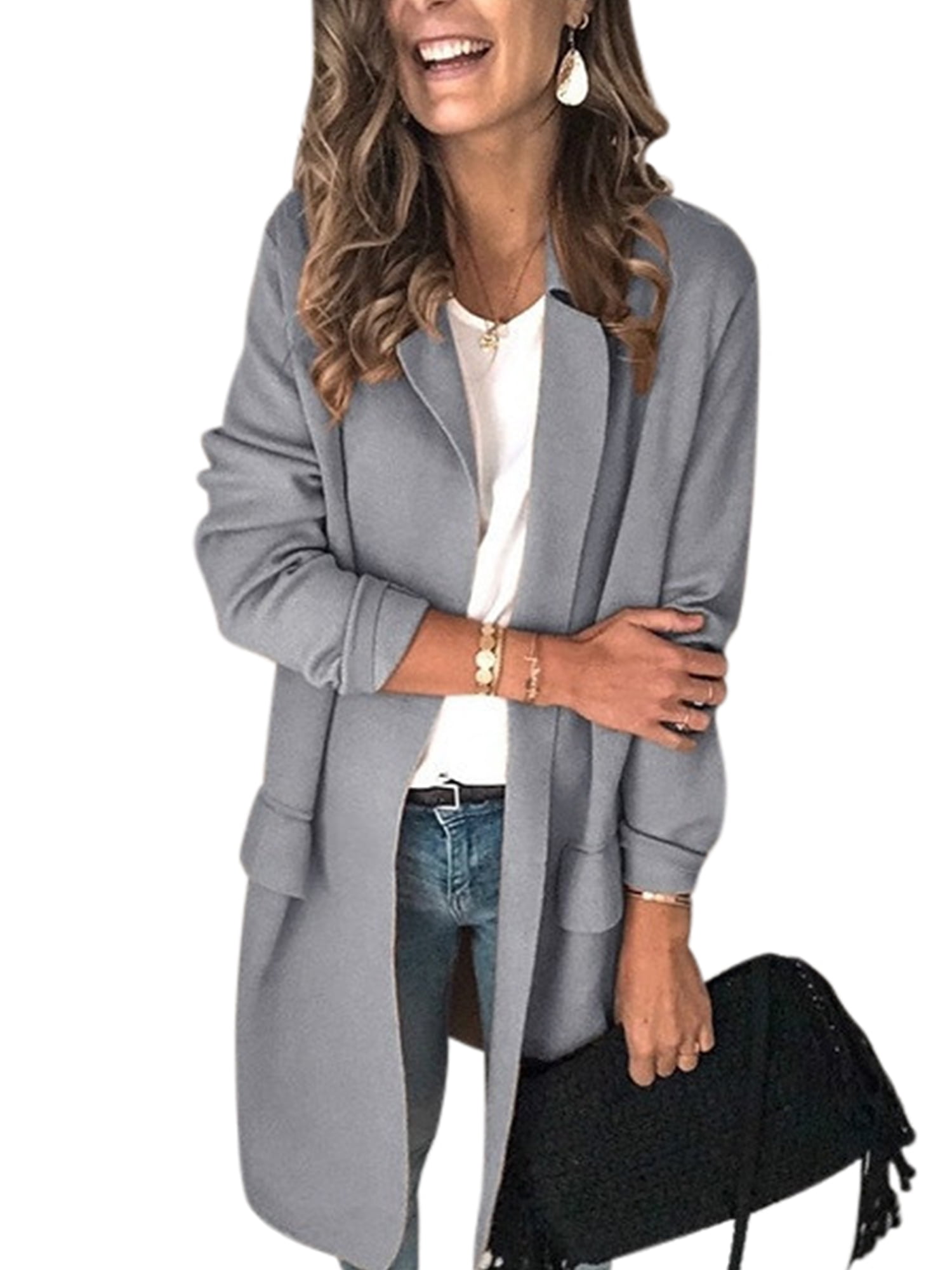 Dokotoo Women's Casual Blazers Open Front Long Sleeve Cardigan Jacket Work Office Blazer 