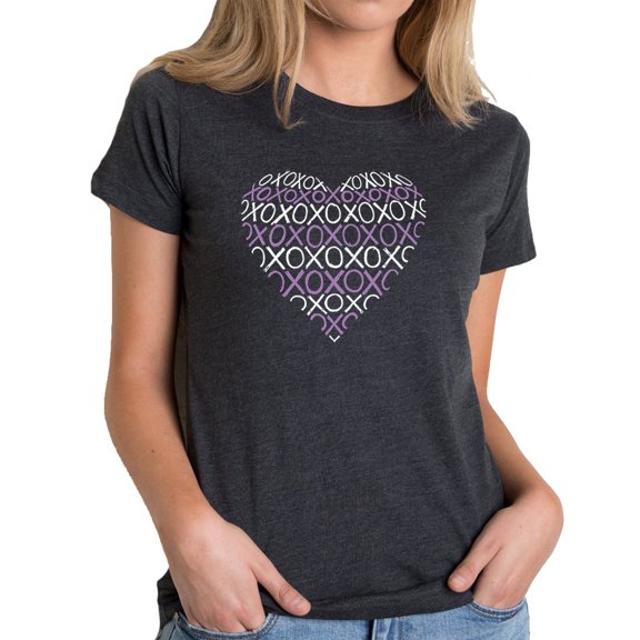 LA Pop Art Women's Premium Blend Word Art T-shirt - XOXO Heart