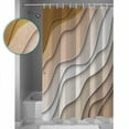 thumbnail image 4 of Modern Abstract Shower Curtain, 66" x 72", Geometric Beige Gradient Waterproof Bathroom Curtain Washable Shower Curtain Set with 12 Hooks, 4 of 6