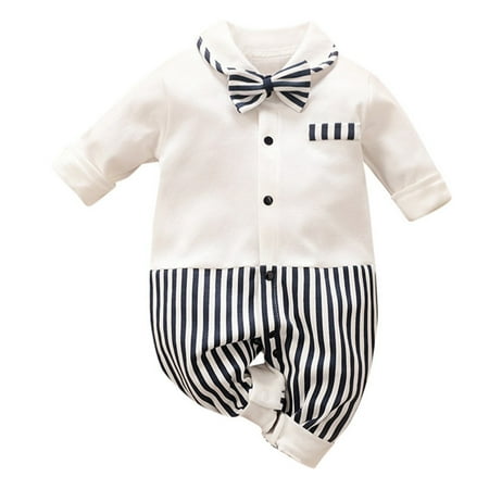 

Rovga Outfit For Children Baby Boy’S Gentleman Clothes Romper Jumpsuit Cotton Long Sleeve