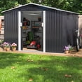 thumbnail image 5 of HOGYME 9.1 x 10.5 ft. Outdoor Storage Shed, Garden Backyard Lawn Tool House with Lockable Sliding Doors, Vents, Weatherproof Metal Clearance Equipment, 5 of 9
