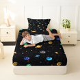 thumbnail image 4 of Manfei Cartoon Colorful Planets Twin Sheets,Celestial Stars Bedding,Black,3pcs,1 Flat Sheet,1 Fitted Sheet and 1 Pillowcase, 4 of 6