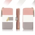 thumbnail image 5 of Carteras RFID para mujer con múltiples ranuras para tarjetas y compartimento para teléfono celular, portafolios para mujer, Rosado/blanco/gris, L, Classic, 5 of 5