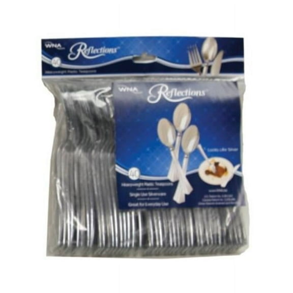 WNA REF320SP Reflections Heavyweight Plastic Cutlery Spoon, Silver - 6.25 in.