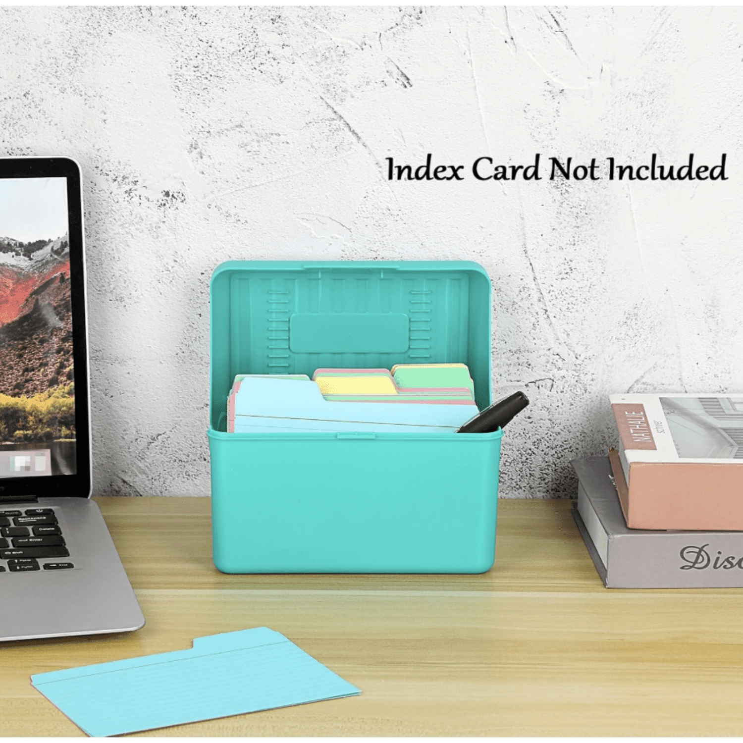 4 x 6 inch Index Card Box - Index Card Holder Notecard Box Recipe Organizer Plastic Storage Organizer for Filling Cards, Notes, Flashcards, Recipes, Green