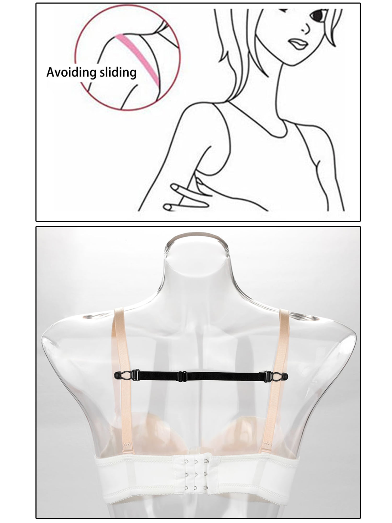 Elastic Non-Slip Bra Shoulder Strap Clips Holder For Women White-2