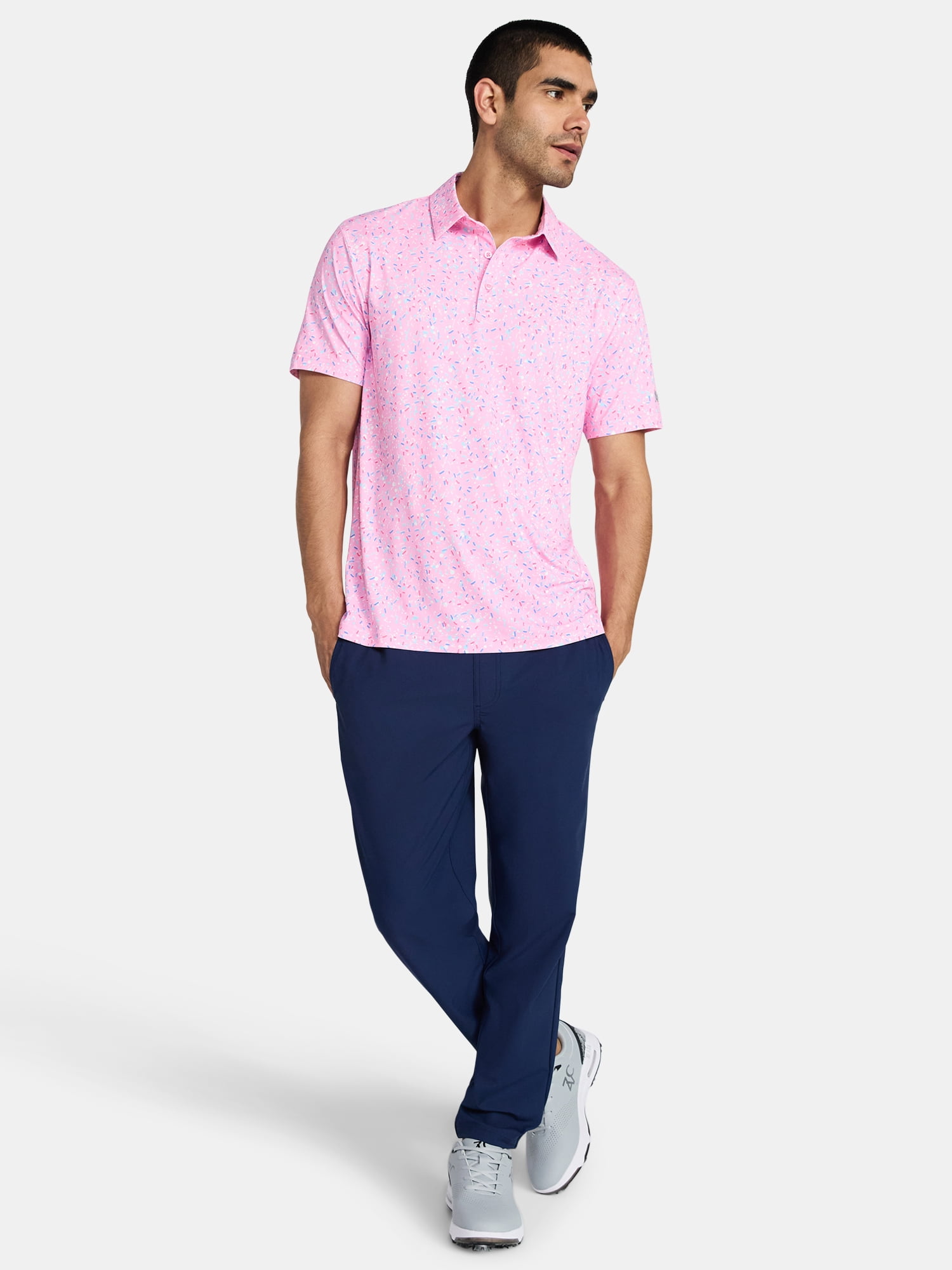 Birdie Bound Men's and Big & Tall Men's Sprinkles Print Polo Shirt, Sizes XS-4XLT