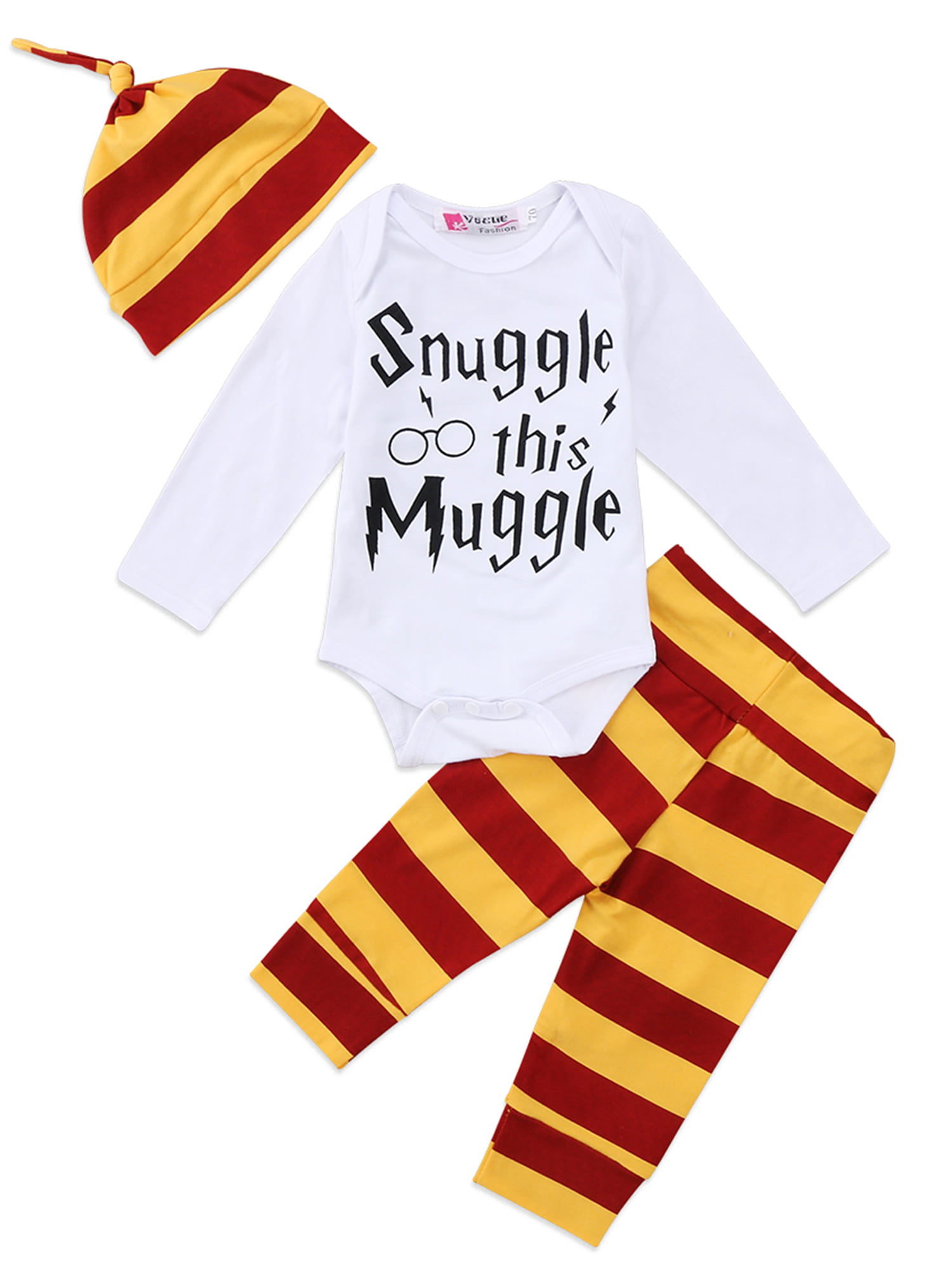 3PCS Harry Potter Snuggle This Muggle Baby Boy Clothes Top Pants Beanie Outfit 