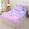 thumbnail image 2 of Metsweet Cartoon Unicorn Zipper Twin Comforter Sets with Fitted Sheet and 2 Pillowcases, Love Heart Gradient Zipper Bedding Set, Pink Blue Purple,4-Piece, 2 of 6