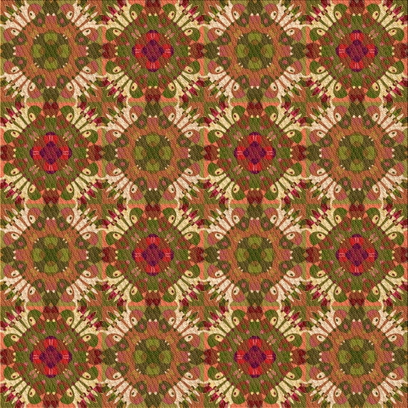 Ahgly Company Indoor Square Patterned Caramel Brown Area Rugs, 4' Square
