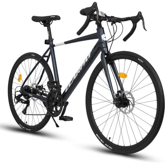 Ambifirner 700c Road Bike, 16 Speed Shimano Gearing Men Bike, 18 inch Steel Frame, Dual Disc Brakes, Racing Bicycle for Adults