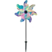 In the Breeze 2621 — 12-inch Striped Iridescent Pinwheel Spinner — Colorful Mylar Wind Spinner for Yards and Gardens