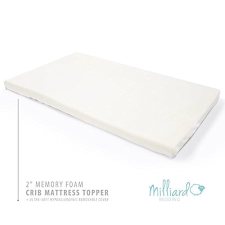 milliard 2-inch memory foam crib mattress topper/ toddler bed mattress topper removable