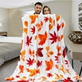thumbnail image 2 of Fall Maple Leaf Throw Blanket Autumn Leaf Blanket Autumn Thanksgiving Decor Super Soft Flannel Throw Blanket Lightweight Fluffy Plush Fuzzy Bed Blanket for Bedding Sofa and Travel 50"X59.6", 2 of 7