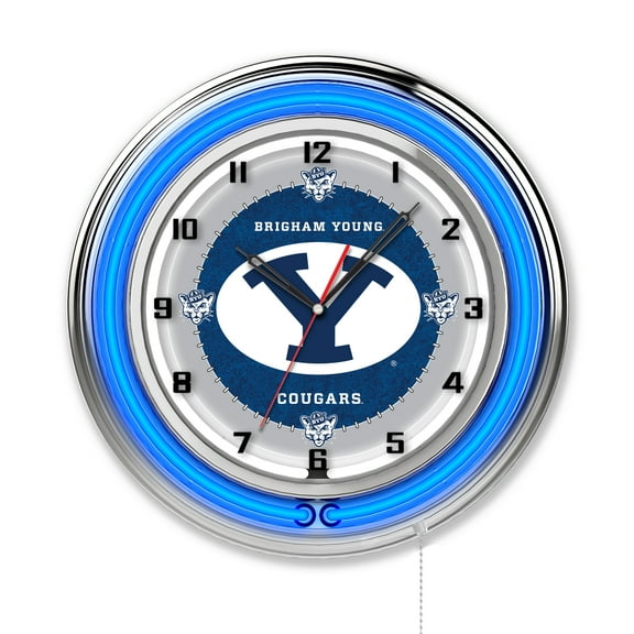 Brigham Young University 19" Double Neon Wall Clock
