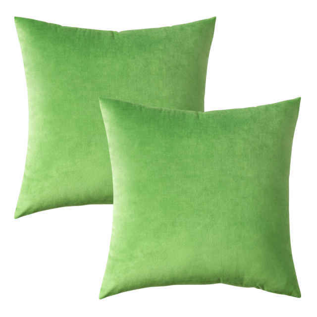 Purebryt Housse de Coussin en Velours (18"x18), 2 Pièces, Vert
