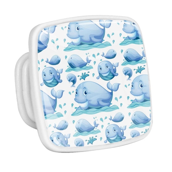 4PCS Square Cabinet Fluorescence Knob Glowing in the Dark Furniture Drawer Pulls Handle with Screws Whale