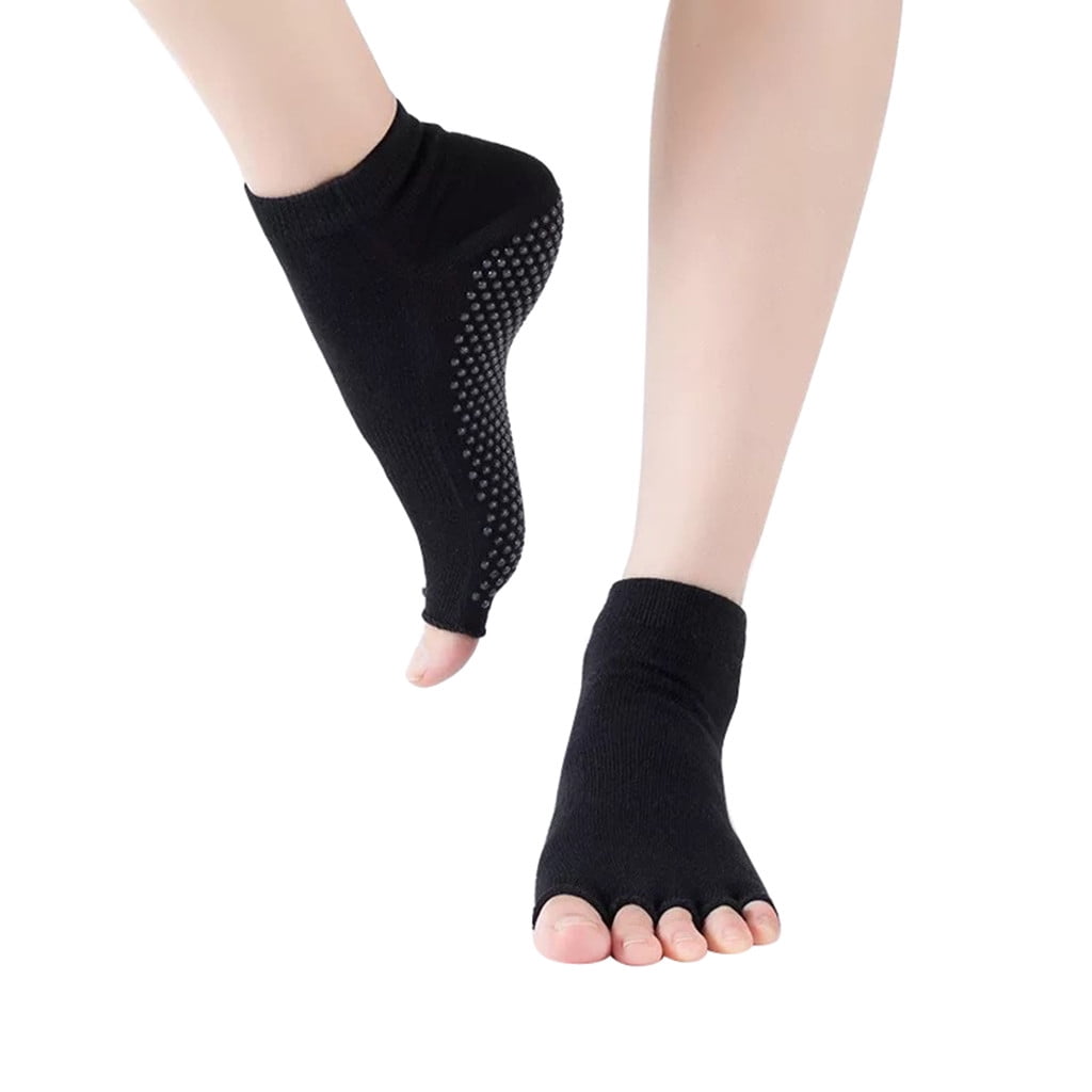 [Freedomgo] Yoga Socks for Women and Non Slip Toeless Half Toe Socks for Ballet Dance Walmart