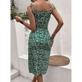thumbnail image 5 of Women'S Summer Split Thigh Spaghetti Strap Midi Floral Dress Green L, 5 of 6