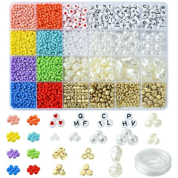 1Set DIY Bracelets Jewelry Making Kit Including Plastic & Acrylic & Glass Beads Mixed Color 3~25x0.8~18.5x0.8~13mm Hole: 1~2.3mm