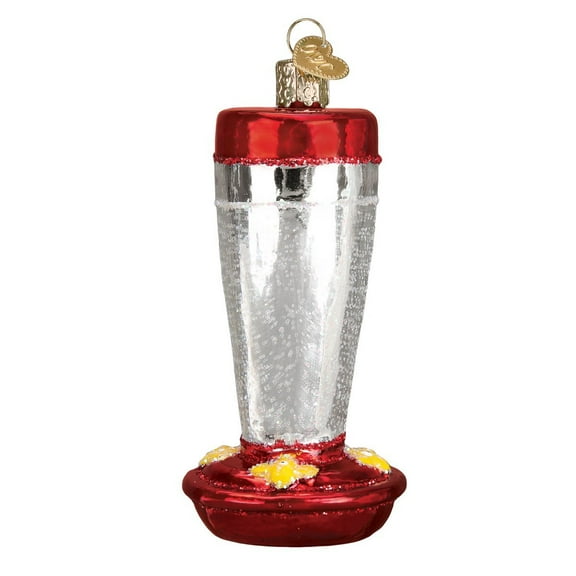 Old World Christmas Bird Watcher Collection Glass Blown Ornaments for Christmas Tree, Hummingbird Feeder