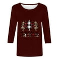 thumbnail image 4 of Patlollav Christmas Tops for Ladies,Womens Blouse 3/4 Sleeve Round Neck Casual Tops Gift, 4 of 6