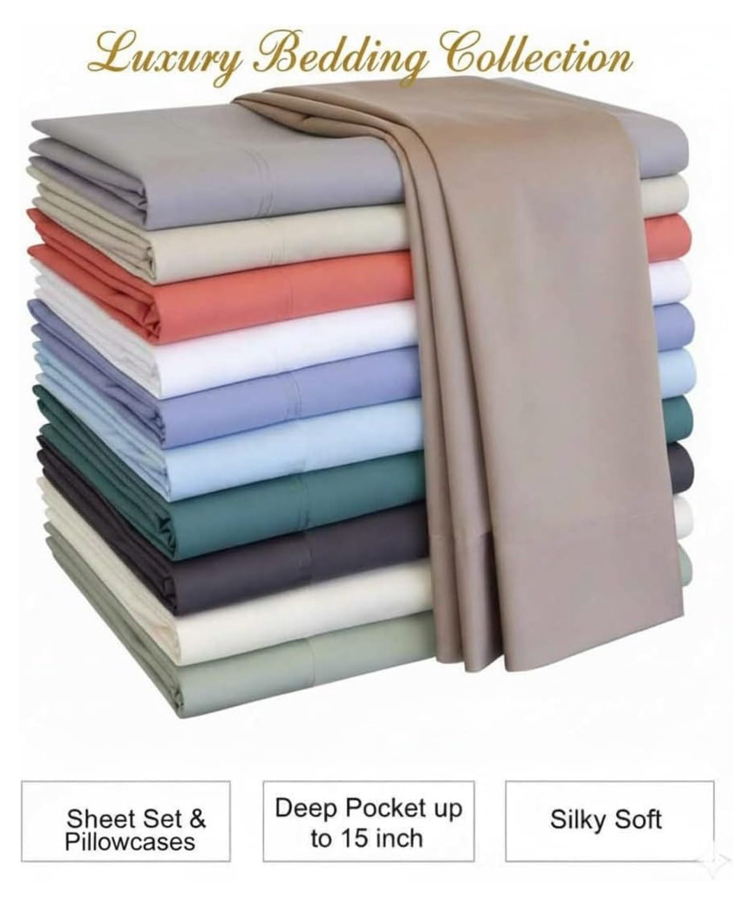 Silky-Soft Viscose from Bamboo-Cotton , Full 4PC Bed Sheets Set, Blue