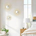 thumbnail image 3 of Metal Wall Decor Set of 3 Gold Finish Sunburst Accent for Home Living Spaces, 3 of 9