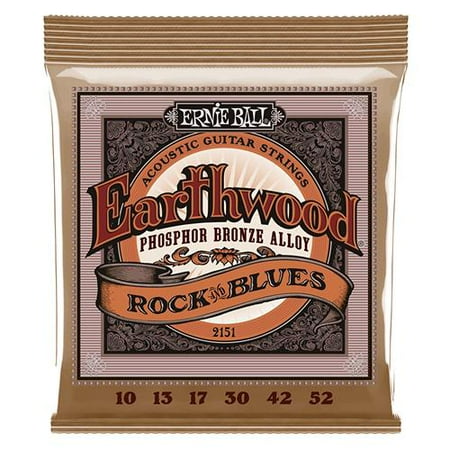 - Ernie Ball 2151 Earthwood Acoustic Phosphor Bronze Guitar Strings, Rock and Blues, 10-52