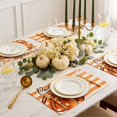 thumbnail image 4 of Fall Placemats, 17.71x11.81 Inch Double Sided Pumpkin Placemats with Autumn Maple Leaf Print, Stitched Cotton Linen Table Mat, Rustic Harvest Decor for Kitchen Table Thanksgiving Arrangement, 4 of 6