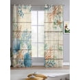 thumbnail image 2 of Beige Beach Coastal Sheer Curtains 84 Inch Length 2 Panels Set for Living Room/Bedroom, Summer Nautical Coral Shell Botanical Vintage Kitchen Curtains Grommet Curtains Window Treatments 52"x84"x2, 2 of 7