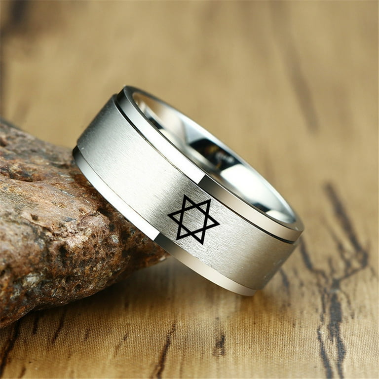 Judaism Star of David Stainless Steel Men s Spinner Ring with Necklace Chain Religious Israel Jewish Magen David Star Rotatable Anti Anxiety Fidget Relieving Finger Ring Silver Size 12 Walmart