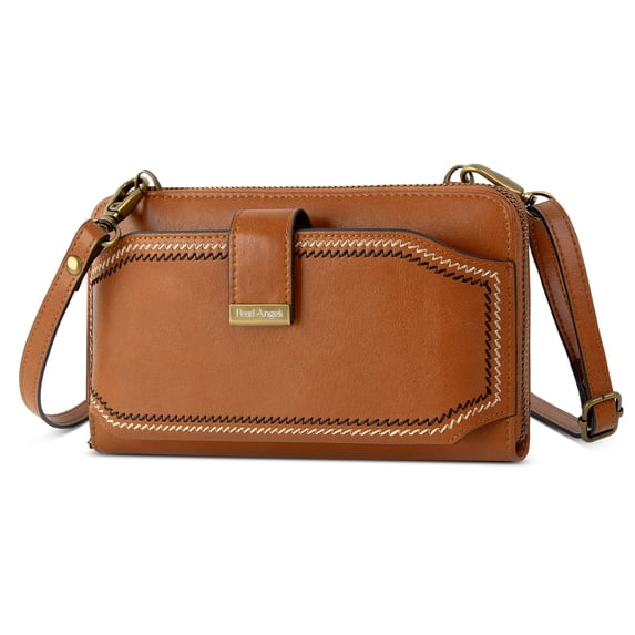 Pearl Angeli Small Crossbody Phone Bag RFID Cell Phone Purse Wristlet Credit Card Wallet Shoulder Bag Travel(Brown)