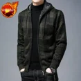 thumbnail image 3 of Suéter de punto con cremallera para hombre, ropa a cuadros, cárdigan, sudaderas con capucha, cremallera, grueso, invierno, rojo, tops, jerséis, casuales, elegantes, baratos y calientes, 3 of 5