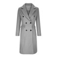 thumbnail image 5 of Hfyihgf Women's Double Breasted Trench Coat Classic Notch Collar Long Sleeve Peacoats Winter Warm Slim Fit Long Woolen Jackets Coat with Pockets Clearance(Gray,3XL), 5 of 7