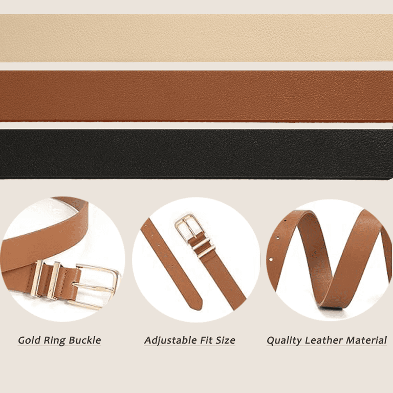 REDESS Women's Belts, 3-Pack Faux Leather with Gold Buckle photo 2