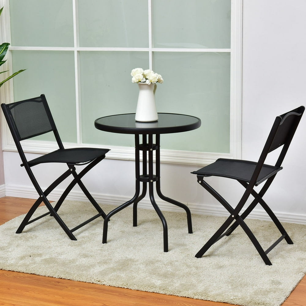 3 Pcs Outdoor Folding Bistro Table Chairs Set - Walmart.com - Walmart.com