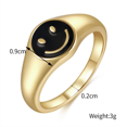 thumbnail image 2 of Gold Smiley Face Ring Signet, Vintage Golden Gifts Jewe, 2 of 5