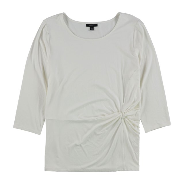 Alfani Blusa de jersey con giro lateral para mujer, blanco, mediano Alfani Pull-over