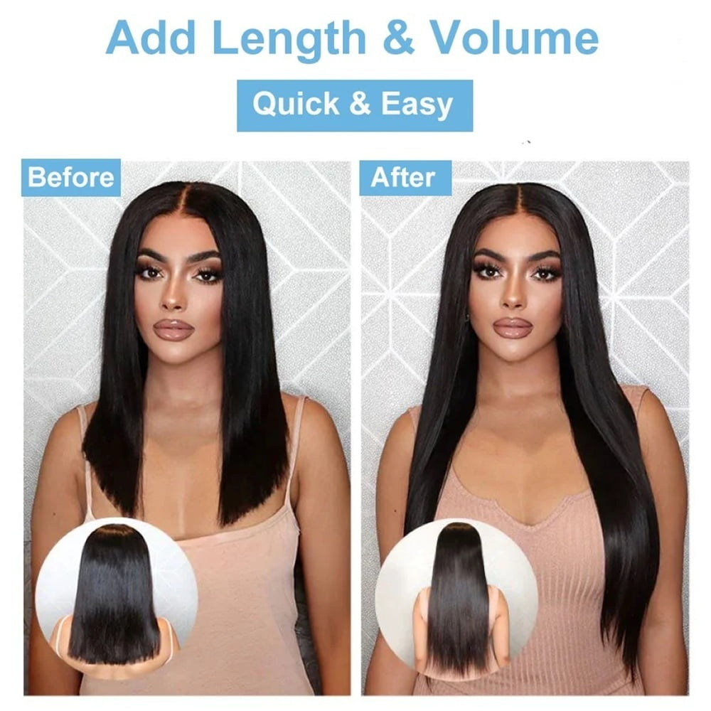 Clip in Hair Extensions Brazilian Remy Human Hair Extensions for Women 8Pcs 120g Double Weft Silky Straight Clip in Hair Extensions Natural Color
