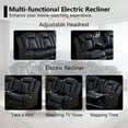 Black Leather Power Reclining Sectional Sofa，Sectional Couch with