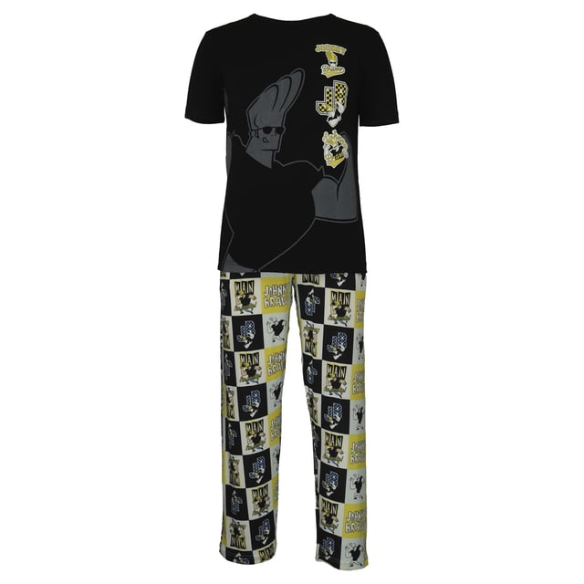 Pijama Dtr Johny Bravo para Caballero Set Playera Manga Corta con Pantalón Negro Talla CH