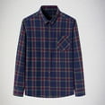 thumbnail image 2 of JUUYY Flannel Shirt for Men Casual Button Down Work Soft All Cotton Lightweight Flannel Mens Plaid Shirts Long Sleeve Navy#7 XXL, 2 of 3