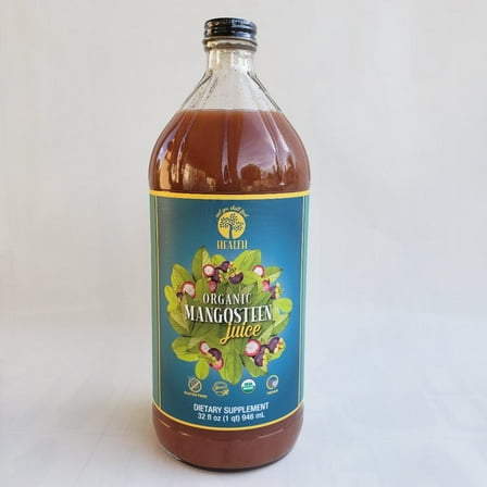 Organic Only MANGOSTEEN 100 % Pure Juice 32oz (1qt) Xanthone, Pericarp, Vitamin & Antioxidant Rich Liquid Fruit Puree 30g of Whole Super Fruit Per Serving Gluten-Free, Vegan, Non GMO in GLASS Bottle