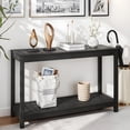 thumbnail image 6 of ModFusion 48" Outdoor Console Table – Versatile Buffet & Bar Storage Organizer, Adjustable Feet, Gray Teak Wood Finish, Black, 6 of 10